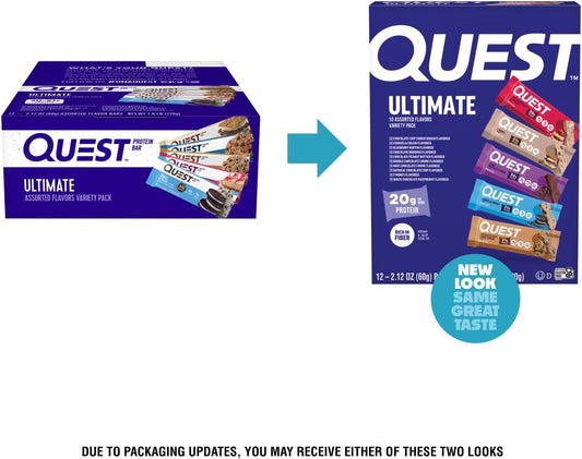 Quest Nutrition Ultimate Variety Pack Protein Bars, High Protein, 12 Count