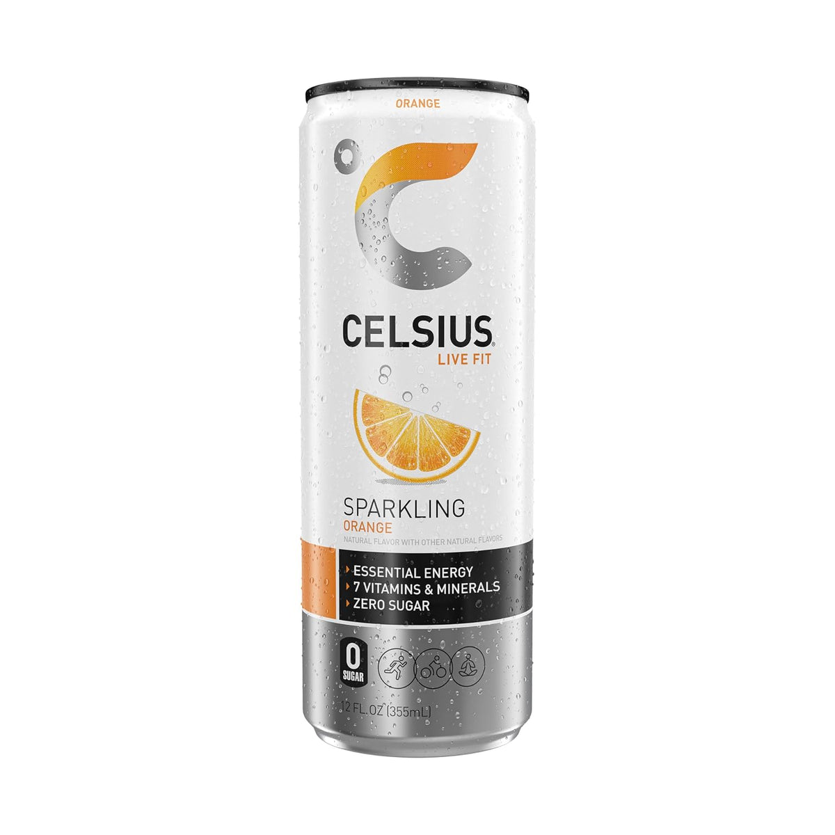 CELSIUS Sparkling Orange, Sugar Free Energy Drink, 12 Fl Oz (Pack of 12)