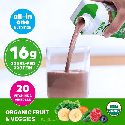 ORGAIN Organic Creamy Chocolate Fudge Shake 12 Pack, 11 FZ
