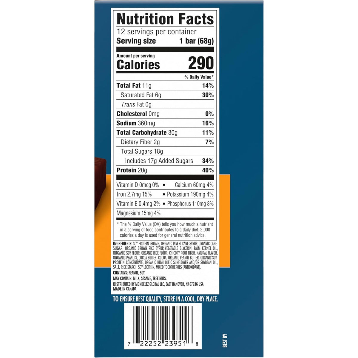 CLIF BUILDERS Protein Bars, Chocolatey Peanut Butter, Gluten Free, 12 ct
