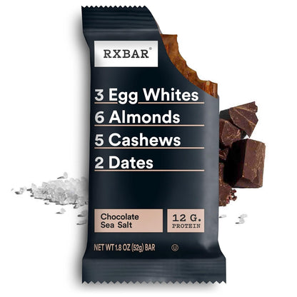 RXBAR Protein Bars, 12g Protein, Gluten Free Snacks, Chocolate Sea Salt, 22oz Box (12 Bars)
