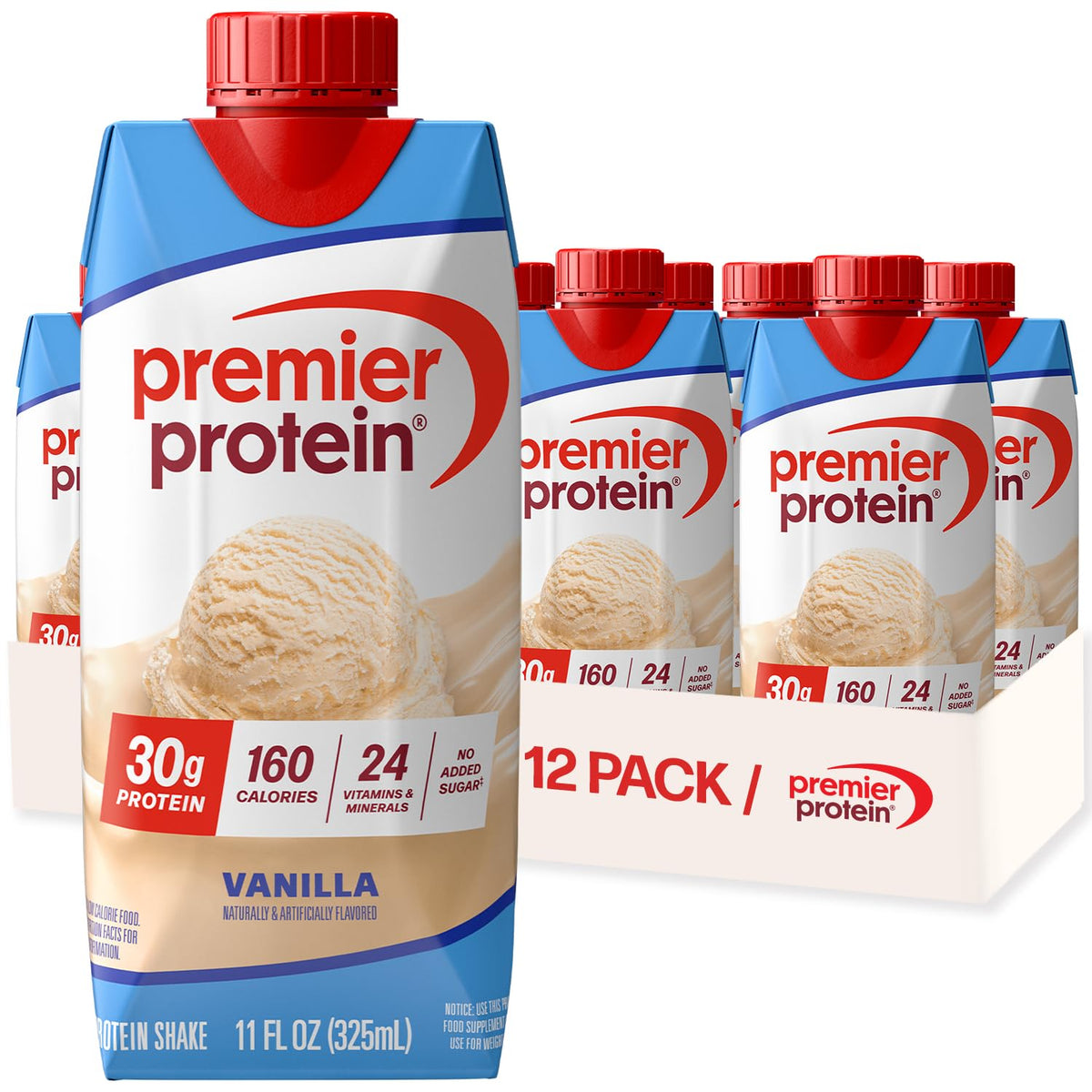 Premier Protein 30g High Protein Shake, Vanilla, 12 Pack