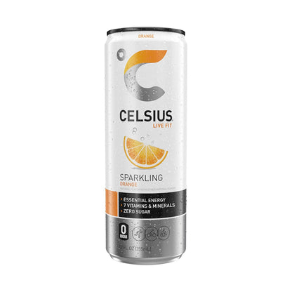 CELSIUS Sparkling Orange, Sugar Free Energy Drink, 12 Fl Oz (Pack of 12)