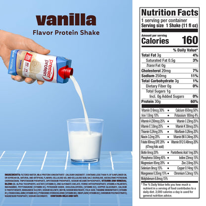 Premier Protein 30g High Protein Shake, Vanilla, 12 Pack