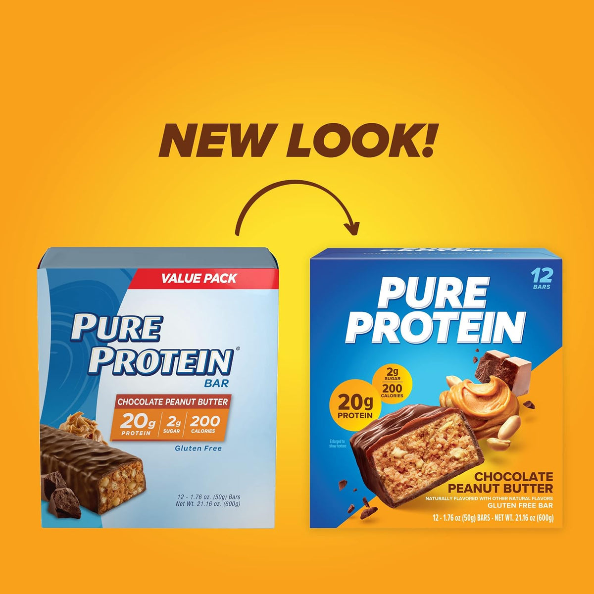 Pure Protein Chocolate Peanut Butter Protein Bars, 20g Protein, 12 Ct