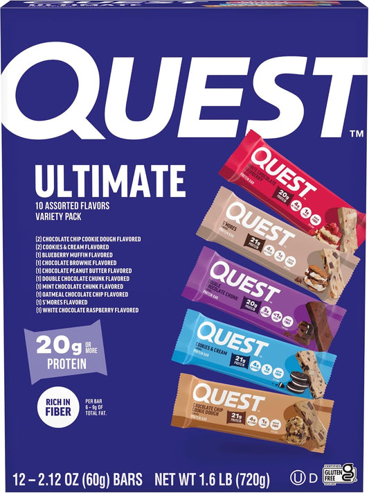 Quest Nutrition Ultimate Variety Pack Protein Bars, High Protein, 12 Count