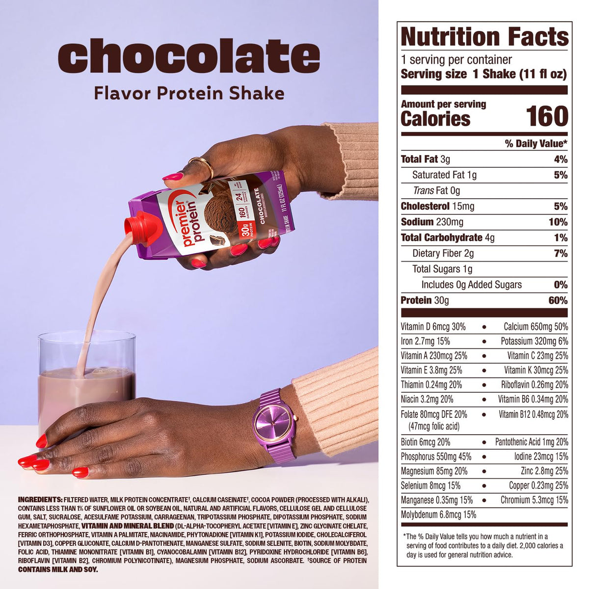 Premier Protein 30g High Protein Shake, Chocolate, 12 Pack