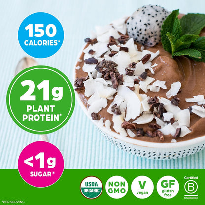 Orgain Organic Vegan Protein Powder, Creamy Chocolate Fudge - 21g Plant Protein, 6g Prebiotic Fiber, Low Net Carb, No Lactose Ingredients, No Added Sugar, Non-GMO, For Shakes & Smoothies, 2.03 lb